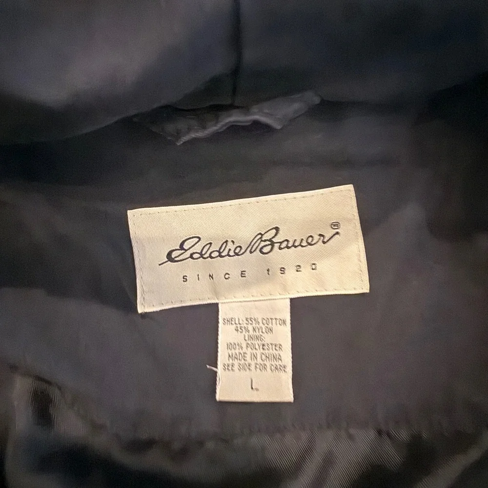 Eddie Bauer Full Zip Hooded Jacket Black Lightweight L Outerwear